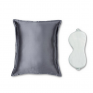 gray silk pillow and eye mask